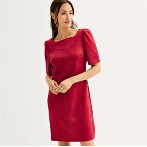 Nine West Scuba Suede Mini Dress Red Wine Size 4